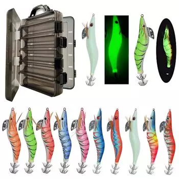 Egi Lure Eging Fishing Squid Fishing Egi Set Squid Octopus Egi King Lure Чехол для приманки в комплекте Bakutsuri 10 цветов Набор из 10 штук Размер 3.0