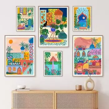 Египет, Марокко, настенная живопись на холсте, тропические животные джунглей, леопардовый тигр, постеры, принты, домашний декор, подарок на новоселье 21x30cm No Framed белый