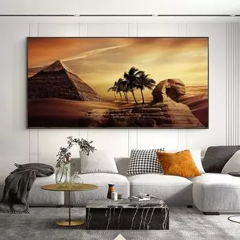 Египетская пирамида и сфинкс, модульная картина на холсте, пейзажные постеры и принты, настенные художественные фотографии, домашний декор для гостиной, без рамки 20cm40cm NoFrame