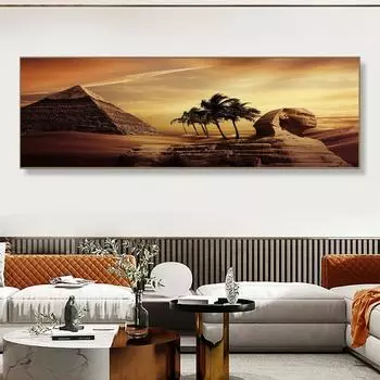 Египетская пирамида и сфинкс, модульная картина на холсте, пейзажные постеры и принты, настенные художественные фотографии, домашний декор для гостиной, без рамки 20cm40cm NoFrame