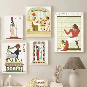 Египетские фрески, фрески с древними абстрактными фигурами, скандинавские плакаты и гравюры 21cm30cm NoFrame