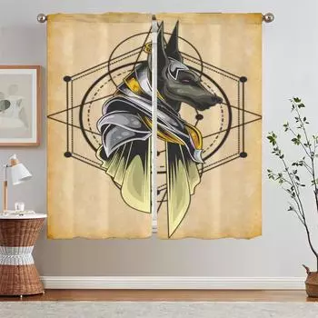 Египетские каменные статуи Тюль для украшения гостиной Роскошные шторы для гостиной на распродаже Плотные шторы Плотные шторы W50xH70cmx2pcs-CL