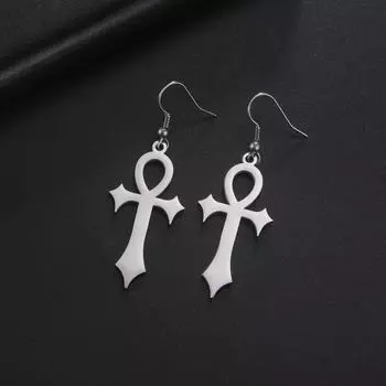 Египетские серьги-подвески-амулеты из нержавеющей стали, символ жизни, распятие, крест, серьги-подвески, женские украшения на день рождения