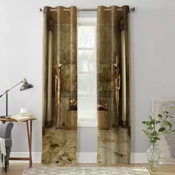 Египетский золотой блестящий мавзолей, современные оконные шторы для гостиной, спальни, жалюзи, дверные шторы 135W x 60H(cm) x1