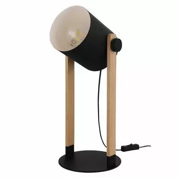 EGLO LED Table Lamp Cute Scandinavian Wooden HORNWOOD 204423J Indirect Lighting Bright Reading Living Room Study Bedroom Bedside Black/Brown