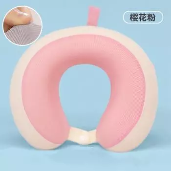 Его можно отстегнуть и постирать, а U-образную подушку с эффектом памяти можно отстегнуть, и офисная декомпрессионная подушка для шеи для перерыва на обед легкая и 30*25cm розовый