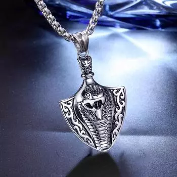 Egyptian Power Cobra King Retro Metal Pendant Men s European and American Fashion Necklace ,A Gift for My Boyfriend 3.6*5.8CM