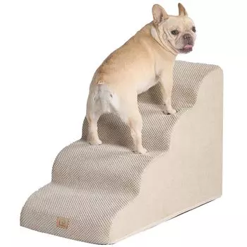 EHEYCIGA Dog 4 Dog Pet Cover Removable Stairs, Steps, Beige, Steps, Stairs, Non-Slip, Washable, (4 Steps, Beige) серый
