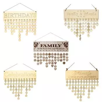Eid DIY Decor Wooden Calendar Pendant Family Wedding Birthday Special Days Countdown Reminder Board For Christmas Gifts 40x12cm