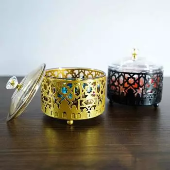 Eid Mubarak Dessert Tray Nuts Serving Tray Home Metal Food Ramadan Plate Eid Tableware Candy Plate for Home Eid Mubarak Gift