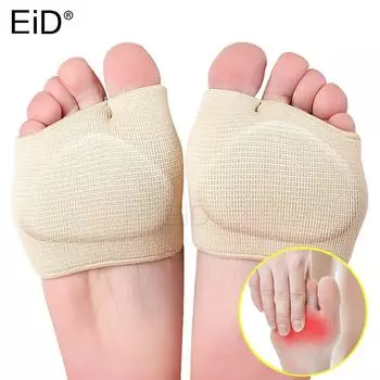 EiD Силиконовые подушечки плюсневых рукавов, подошва с бурситом на половину пальца, гелевые подушечки на переднюю часть стопы, подушечки, опоры на половину носков, предотвращают образование мозолей, волдырей S чёрный