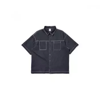 [eider] Men S Neo Ice Denim Like Short Sleeve Shirt Dmm23463 Navy/L