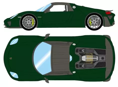 EIDOLON COLLECTION Scale Porsche 918 Spyder Weissach Package 2011 Brewster Green Finished Model EM569H Make-up 1/43