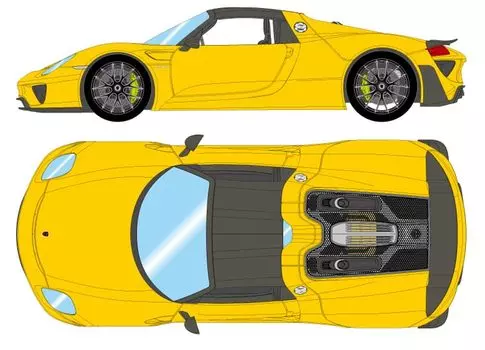 EIDOLON COLLECTION Scale Porsche 918 Spyder Weissach Package 2011 Signal Yellow Finished Model EM569J Make-up 1/43