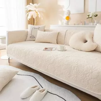 EIFLOY Chenille Quilted Flower Cover for Sofa Seat in Living Room Leather Couch Slipcover Chair Furniture Protector Non Slip 70x70