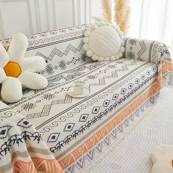 EIFLOY Ethnic Style Cotton Linen Sofa Towel Cover 2 3 Seats Corner Couch Slipcover Throw Blanket Dustproof for Pets Decoration 180x130