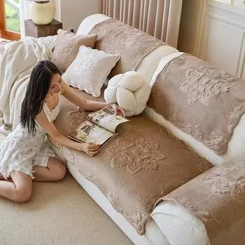 EIFLOY-Европейские чехлы из бархата класса люкс, на 1, 2, 3 места, стеганые, плотные, однотонные, подушки для дивана, нескользящие, чехлы для кресел и диванов 90x90