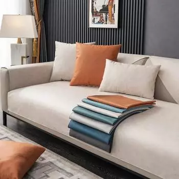 EIFLOY-Leathaire Couch Cover Waterproof, 4 Seater, Sectional Sofa Slipcover for Pet Cats, Furniture Protector, 3 Seats, Non-slip 70x70