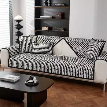 EIFLOY Modern Black Sofa Cover for Living Room 3 Seater Chenille Couch Slipcover Non-slip Armrest Towel Loveseat L Shape 70x70