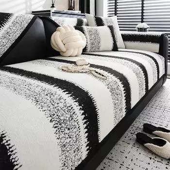 EIFLOY-Modern Luxury Chenille Sofa Cover, Anti Slip, 3 Seater, L Shape, Armchair Slipcover Protector, Stripe Sofa Cushion 70x70