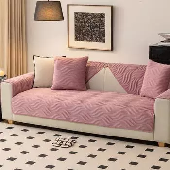 EIFLOY-Plain Sofa Covers Velvet, 3, 4 Seater, Couch Slipcover, Non-slip, Warm for Winter, Soft Armchair Furniture Protector 70x70