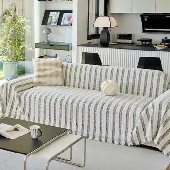 Чехол для дивана EIFLOY-Stripe Tufted Plush с противоскользящим покрытием, 3 места, мягкий чехол для дивана, плед, цельный, теплый, универсальный 180x130