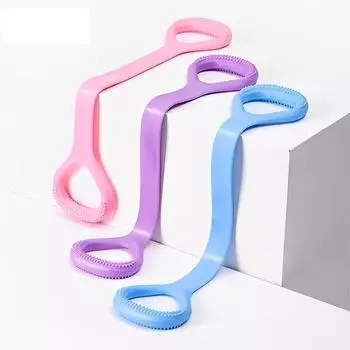 Eight-Character Tension Device Open Back Fitness Women Stretch Belt Elastic Band Exercise Equipment Home Open Shoulder Body Shaping Yoga Artifact [4] Plaid grip/Stretch stretch: color random