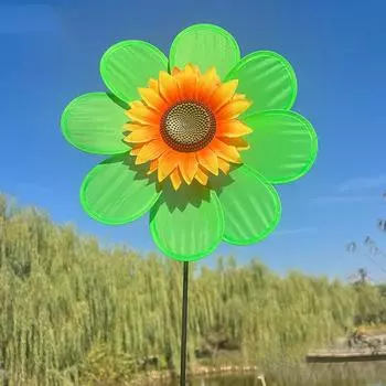 Eight Leaf Sunflower Windmill Rotating Sunflower Wind Spinner Stake Standing Lawn Flower Pinwheel Outdoor Party Decor Kids Toys