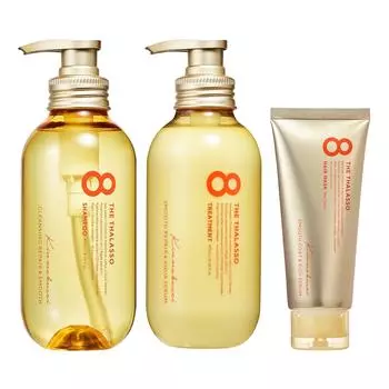 Eight Za Thalasso Osmanthus Smooth Shampoo Smooth Treatment с мини-маской для волос, лимитированная серия с ароматом османтуса и 475 мл/475 мл/80 г