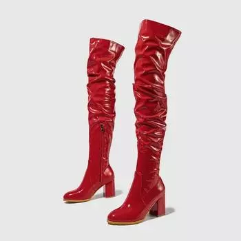 Eilyken 2024 Новый стиль Женские сапоги на высоком каблуке Дизайнерская обувь Длинные сапоги из микрофибры Кожаные сапоги выше колена Botas De Mujer 35 белый