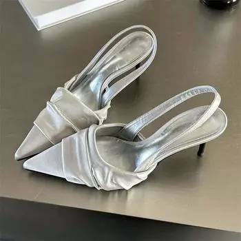 Eilyken атласные женские туфли-лодочки со складками и острым носком, туфли на тонком каблуке с босоножками, сексуальные женские сандалии для банкетов и вечеринок