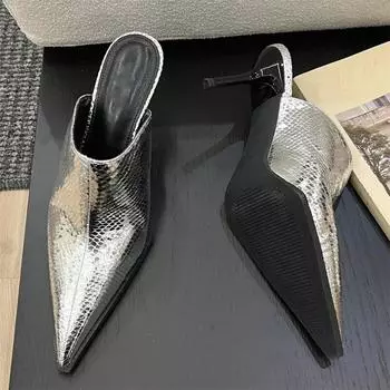 Eilyken дизайнерские стильные женские туфли-лодочки со змеиным узором, шлепанцы на тонком высоком каблуке, модные туфли без шнуровки с острым носком