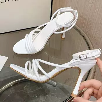 Eilyken/летние модные женские босоножки на тонком каблуке с узким ремешком, пикантные женские свадебные модельные туфли с открытым носком, Zapatos Mujer