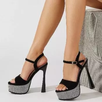 Eilyken/летние сандалии на платформе со стразами и кристаллами для женщин, модные вечерние модельные туфли на очень тонком высоком каблуке с открытым носком