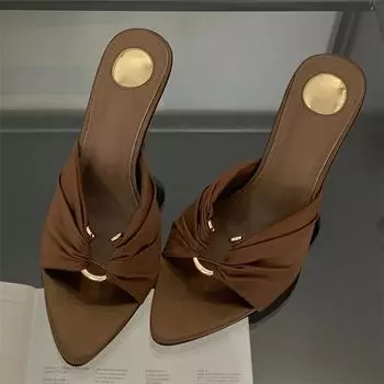 Eilyken Летние женские тапочки, модные туфли с открытым носком и тонким каблуком, уличные тапочки для стриптиза 35 чёрный