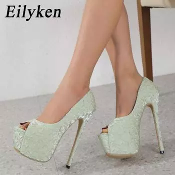 Eilyken модные женские туфли-лодочки на платформе на очень высоком каблуке-шпильке с открытым носком, вечерние свадебные туфли-стриптизеры tacones mujer