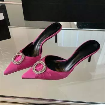 Eilyken Модные женские туфли-лодочки с острым носком и кристаллами, сексуальные туфли на тонком высоком каблуке для банкета и вечеринки 35 чёрный