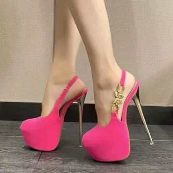 Eilyken/Новое поступление 2024 года, весенние пикантные свадебные женские туфли-лодочки с круглым носком, свадебные туфли в стиле фетиш, туфли для зачистки на тонком каблуке с открытой пяткой 35 чёрный