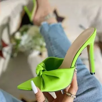 Eilyken/Новые летние дизайнерские пикантные плиссированные женские шлепанцы с острым носком, вечерние сандалии для стриптиза на тонком высоком каблуке