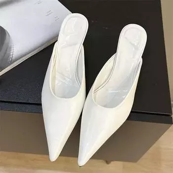 Eilyken/Новые модные женские шлепанцы без шнуровки с острым носком, лаконичные вечерние модельные туфли-мюли на тонком низком каблуке