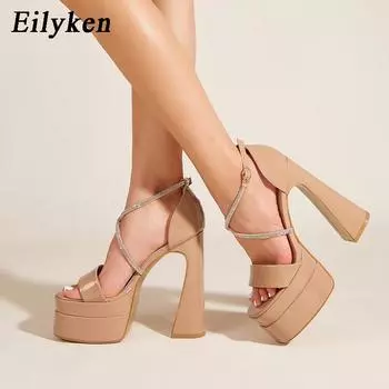 Eilyken/пикантные женские босоножки на очень высоком каблуке на платформе с пряжкой и ремешком, туфли-лодочки для банкетов, босоножки на каблуке, женская обувь