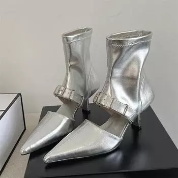 Eilyken Street Design, женские ботильоны с пряжкой на ремне, сандалии, женская обувь на тонком низком каблуке с острым носком 35 абрикосовый