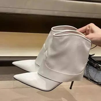 Eilyken Street Style Тонкие высокие каблуки Ботильоны Женские сексуальные остроносые стриптизерши выпускного вечера женские туфли