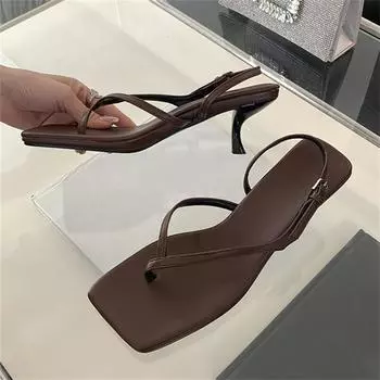 Eilyken уличные стильные летние женские сандалии на тонком низком каблуке с квадратным носком и узким ремешком, женская повседневная обувь