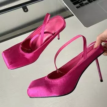 Eilyken, весенние дизайнерские женские туфли-лодочки с квадратным носком, пикантные туфли-лодочки на высоком каблуке-шпильке для вечеринок, женская обувь 35 чёрный