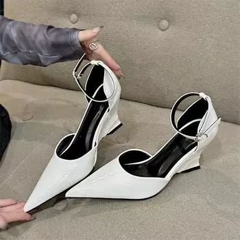 Eilyken, весенние модные женские туфли-лодочки с острым носком, туфли-лодочки на танкетке и высоком каблуке, женские туфли без пятки для вечеринки, выпускного вечера