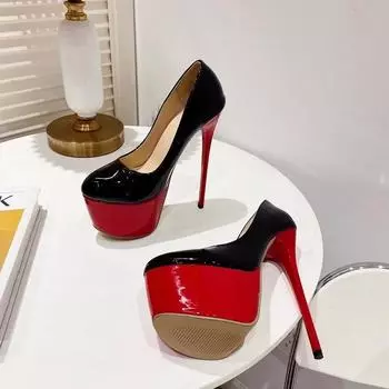 Eilyken женские туфли-лодочки из лакированной кожи с круглым носком на платформе, элегантные сандалии для свадебной вечеринки, пикантные весенние туфли на высоком каблуке на шпильке 35 красный