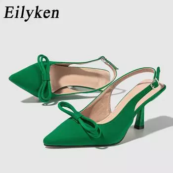 Eilyken/женские туфли-лодочки с острым носком и узлом-бабочкой, пикантные босоножки на высоком каблуке с пряжкой и ремешком, элегантные туфли без каблуков, Zapatos De Mujer