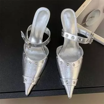 Eilyken, женские туфли-лодочки в уличном стиле, тапочки, дизайнерский стиль, обувь с пряжкой на тонком каблуке, обувь с острым носком, вечерние, выпускной 35 чёрный