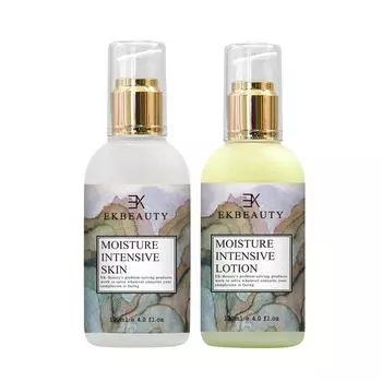 EK Beauty Natural Moisturizing Skin Увлажняющий лосьон, набор из 2 предметов Косметика премиум-класса без парабенов для сухой, очень сухой и стянутой кожи, 1 набор